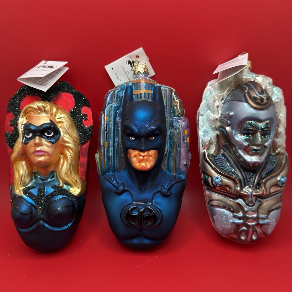 Vintage 1997 Radko DC Comics Batman‎ Set Christmas Ornaments w/ Orignal Box